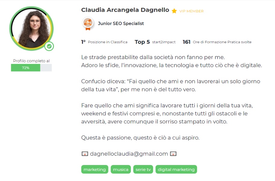 cv online claudia dagnello start2impact